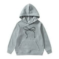 thumbnail image 1 of AWZXDE Girls' Long Sleeve Printed Bow Tie Pullover Hoodie Soft Casual Sweatshirt for Kids and Toddlers Grey,8-10 Years, 1 of 7