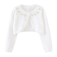 thumbnail image 1 of AWZXDE Girls Rhinestone Knit Cardigan Sweater Open Front Casual Outerwear For Kids Teenage Fall White 3-4 Years, 1 of 8