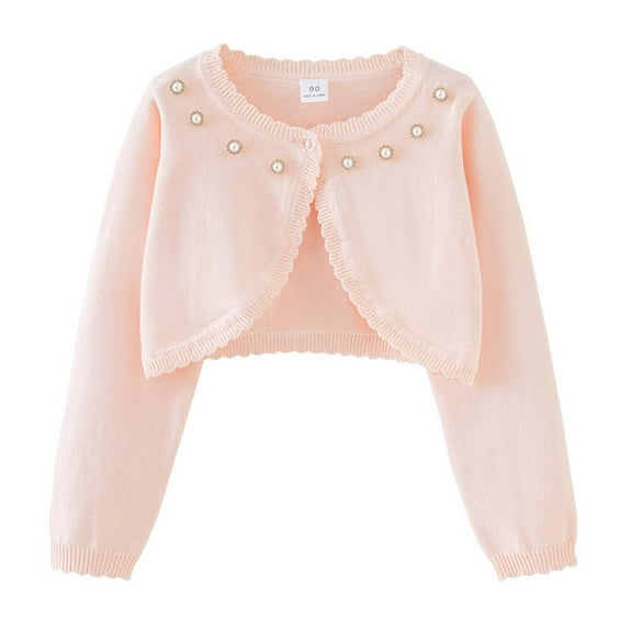 AWZXDE Girls Rhinestone Knit Open Front Cardigan Casual Outerwear For Toddler To Teenage Girls Soft Layering Piece girls' tops, tees & blouses Pink，4-5 Years