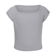 thumbnail image 1 of AWZXDE Girls Ribbed Knit Crop Top Short Sleeve Tee Square Neck Raglan Basic Casual Shirt For Kids Toddler Youth Grey,4-5 Years, 1 of 8