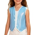 thumbnail image 1 of AWZXDE Girls Sequin Vest One Button Sleeveless Jacket For Stage Performance And Casual Wear Kids Clothing Elegant Style Sky Blue，185, 1 of 4