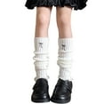 thumbnail image 1 of AWZXDE Girls Socks with Bow Embroidery Japanese Style Solid Color Classic Knit Leg Warmers for Winter - Cozy and Fashionable White, 1 of 3