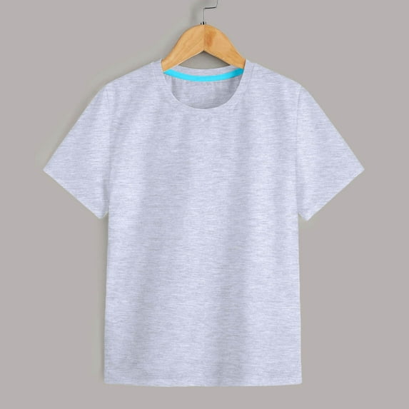 AWZXDE Girls' Soft Short Sleeve Crew Neck Colorful Printed T Shirts Comfortable Casual Everyday Tee For Kids Grey,1-2 Years