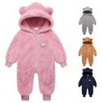 thumbnail image 1 of AWZXDE Girls Soft Stretch Bodysuits Bear Ear Hooded Jumpsuit Zip Up Warm Winter Casual Romper For Girls Pink - 12-18 Months, 1 of 8