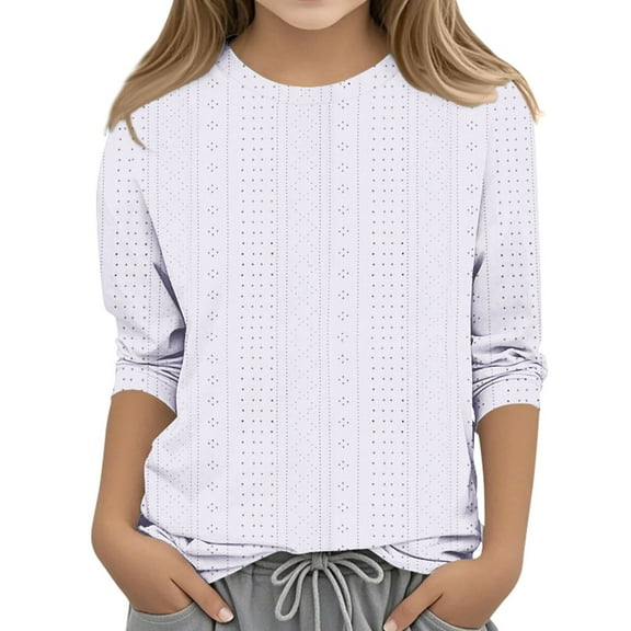 AWZXDE Girls Solid Color Breathable Casual Crew Neck Top,Soft Short Sleeve Blouse for Kids Daily/Comfort White,3-4 Years