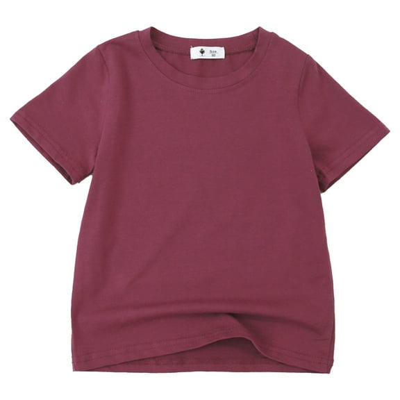 AWZXDE Girls'Solid Color Loose Fit Crew Neck Casual T-Shirt,Comfy & Stylish for Everyday Wear,Kids Top Brick Red,3-4 Years