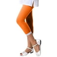 thumbnail image 1 of AWZXDE Girls'Solid Color Skinny Fit Capri Pants - Stretchy & Stylish 7/8 Length Denim for Kids Orange,160, 1 of 4