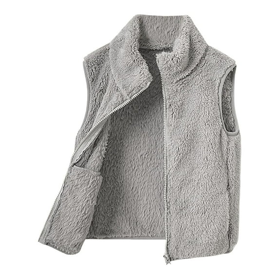 AWZXDE Girls Solid Color Winter Lined Sleeveless Vest,Cozy Warm Quilted Gilet for Kids Fall/Cold Weather Layering Light Gray,12-18 Months