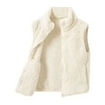 thumbnail image 1 of AWZXDE Girls Solid Color Winter Lined Sleeveless Vest,Cozy Warm Quilted Gilet for Kids Fall/Cold Weather Layering White,4-5 Years, 1 of 6