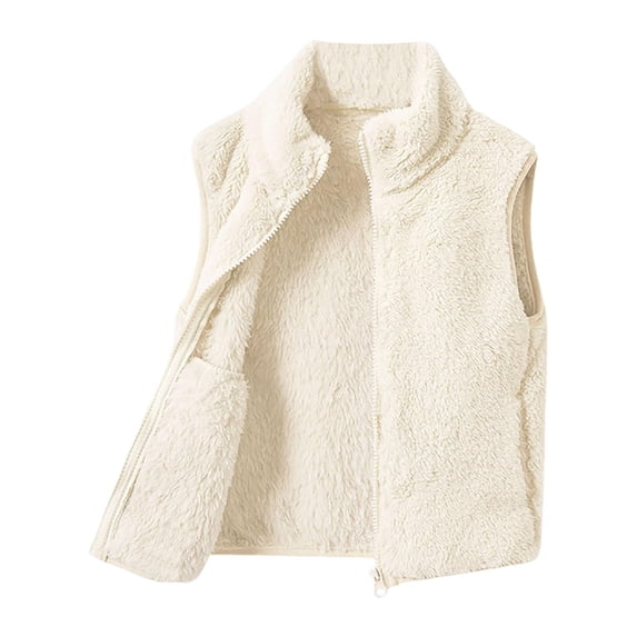 AWZXDE Girls Solid Color Winter Lined Sleeveless Vest,Cozy Warm Quilted Gilet for Kids Fall/Cold Weather Layering White,4-5 Years