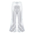 thumbnail image 1 of AWZXDE Girls'Sparkly Sequin Fish Tail Pants - Shimmering Round Glitter ,Stretchy Elastic Waist, Playful Style for Parties & Daily Wear Silver,5-6 Years, 1 of 5