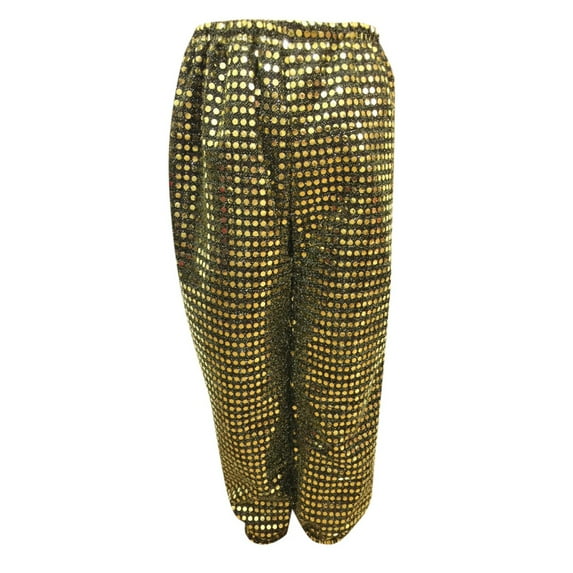 AWZXDE Girls'Sparkly Sequined Solid Color Long Pants for Performance, Stage Show Bottoms, Kids Dance Trousers Gold,4-5 Years