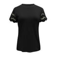 thumbnail image 1 of AWZXDE Girls Summer Ruffled Trim Short Sleeve Solid Tee,Breathable Casual T-Shirt with Lace Detail for Kids Play/Outings Black,12-13 Years, 1 of 4
