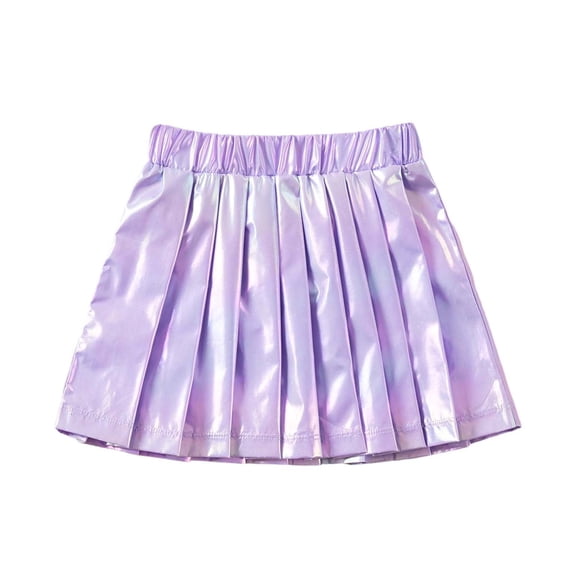 AWZXDE Girls Summer Skirt Colorful Pleated Rainbow Print Casual Tutu A Line Skirt For Toddler Kids 9M 5Y Purple