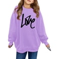 thumbnail image 1 of AWZXDE Girls Sweatshirts Fashion Solid Color Loose Daily Basics Letter Print Round Neck Long Sleeve for Girls Comfort Purple,12-18 Months, 1 of 3