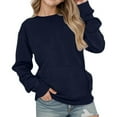 thumbnail image 1 of AWZXDE Girls Sweatshirts Loose Oversized Casual Long Sleeve Pullover Adorable Drop Shoulder Top with Pocket for Girls Comfort Fit Everyday Wear Dark Blue,5-6 Years, 1 of 5