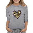 thumbnail image 1 of AWZXDE Girls Valentine Day Print Fashion Crew Neck 3/4 Sleeve Casual T Shirt Top For Holiday And cute tops Grey，5-6 Years, 1 of 4