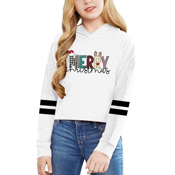 AWZXDE Girls Zip Up Hoodie Cropped Long Sleeve Solid Color with Letter ...