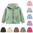 thumbnail image 1 of AWZXDE Girls Zip Up Hoodies Solid Color Hooded Sweatshirt Long Sleeve Jacket Casual Outerwear Fall Winter Clothes Light Green,6-7 Years, 1 of 4