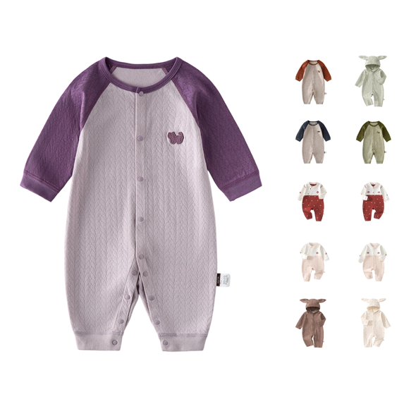 AWZXDE Girls snap crotch bodysuits Raglan Sleeve Contrast Knit Bodysuit little girls clothes Cute Emb Everyday Wear Romper Brown - 6-12 Months