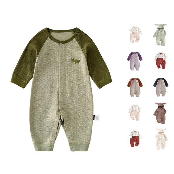 AWZXDE Girls snap crotch bodysuits Raglan Sleeve Contrast Knit Bodysuit little girls clothes Cute Emb Everyday Wear Romper Green - 6-12 Months