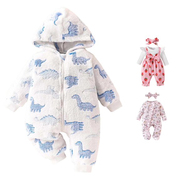 AWZXDE Girls long sleeve rompers Animal Pattern Toddlers romper winter Zip Front Toddlers girl fall clothes Casual Home & Outdoor Outfits Brown - 6-9 Months
