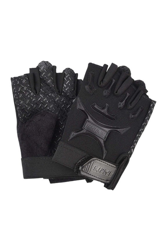 Gloves Kids Outdoor Sports Exercise Cycling Half Finger Open Finger Gloves Grip Enhanced Training For 6-12 Years Black,6-12