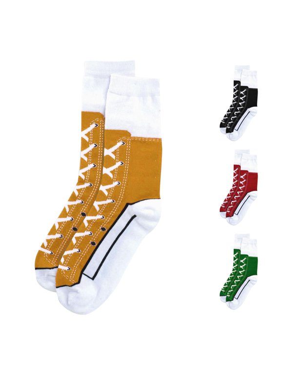 Graphic Print Socks Unisex Adult Crew Socks Sneaker Shoe Pattern Knit Socks Novelty Casual Socks For Daily Wear And Giving