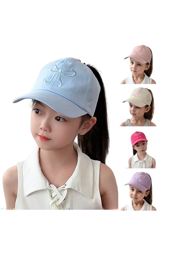 Half Dome Ponytail Embroidery Adjustable Baseball Cap For Girls Summer Use