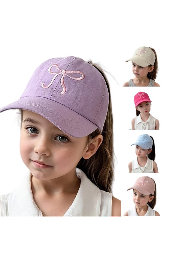 Half Dome Ponytail Embroidery Adjustable Baseball Cap For Girls Summer Use