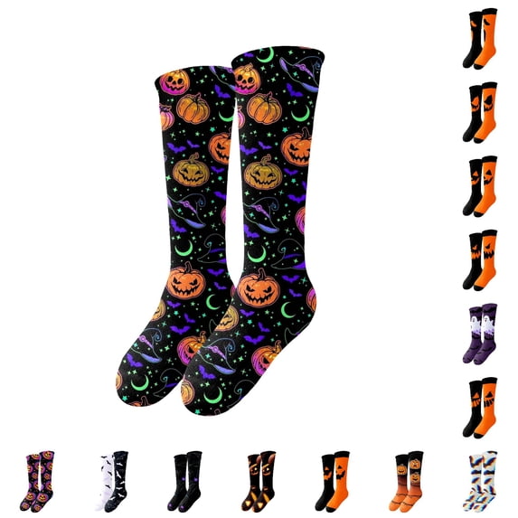 AWZXDE Halloween Crew Socks Cartoon Bat Print Mid Calf Socks for Adults Great for Fall Holiday Party and Season Daily Wear
