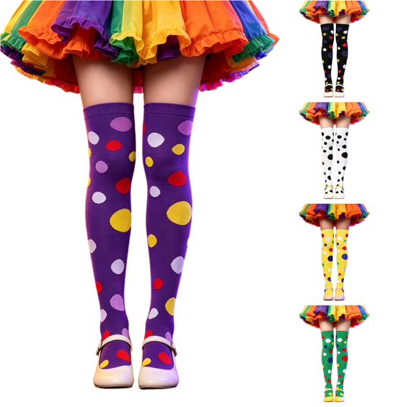 AWZXDE Halloween Knee‑High Socks‑Color Polka Dot Socks for Halloween Cosplay Event Carnival and Holiday Photo Props