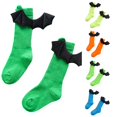 thumbnail image 1 of AWZXDE Halloween Knee High Socks for Kids Cute 3D Bat Wing Ribbed Knit Socks Soft Stretchy Novelty Party Socks for Cosplay Dress‑up Holiday Themed Party Daily Wear Green - One Size, 1 of 4