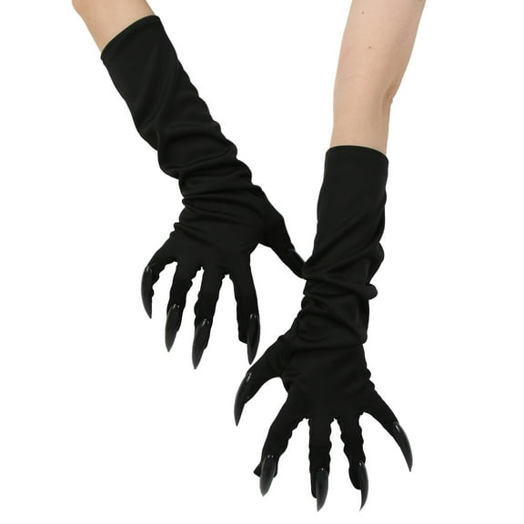 AWZXDE Halloween Long Dress Up Gloves with Long Nails for and Festivals Funny Black Accessories for Various Occasions Black,One Size