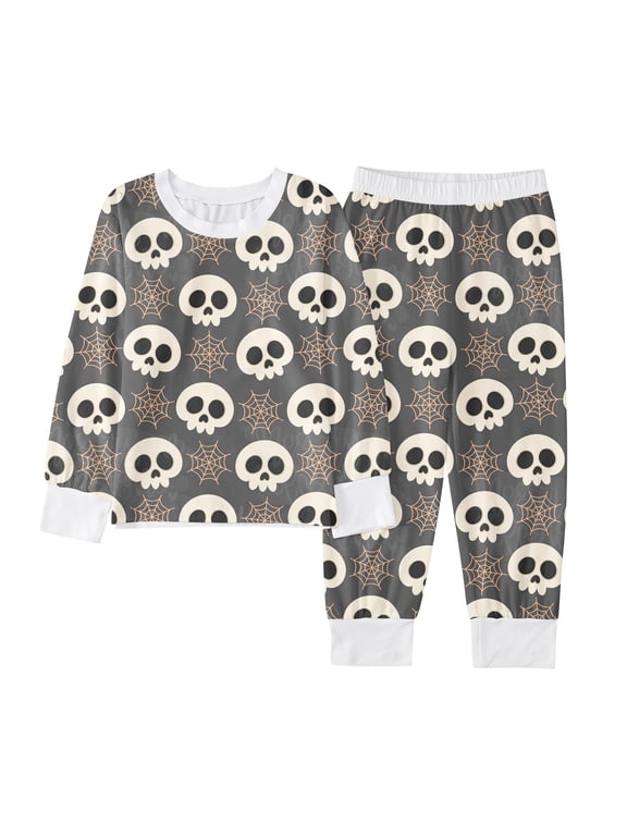Halloween Pajamas Outfits Set Halloween Kids Pajama Set Boys Girls Soft Comfortable Long Sleeve Top Pants Two Piece Outfit For Children Toddler Party Nightwear Black,7-8