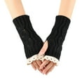 thumbnail image 1 of AWZXDE Handmade Crochet Fingerless Lace Gloves for Winter - Arm Sleeves and Mittens for Female Hand Warmers Black,A, 1 of 3