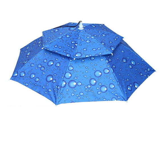 AWZXDE Hands-Free Umbrella Visor Adjustable Head Shade for Rain Sun Blocking Fishing Gardening Outdoor Foldable Blue