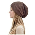 thumbnail image 1 of AWZXDE Hats For Women Solid Color Outdoor Hood Style Knitted Hat Braided Design Warm Slouchy Beanie For Winter Coffee, 1 of 5