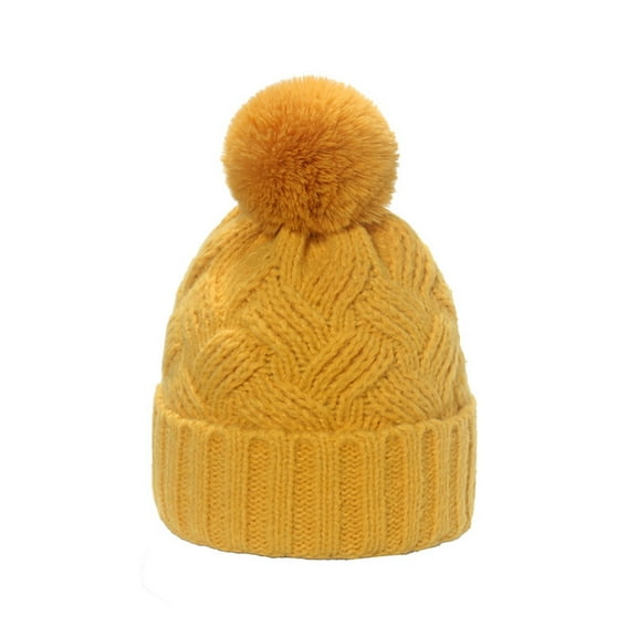 AWZXDE Hats For Women Solid Color Winter Warm Soft Lancy Knit Wool Cap Ladies Casual Slouchy Beanies Yellow