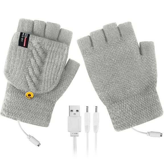 AWZXDE Heated Gloves for Outdoor Use - Leather Rechargeable Winter Warmer with Li Ion Battery Light Gray,A