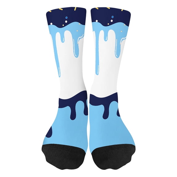 AWZXDE Ice Print Novelty Ankle Socks For Boys Girls Soft Blend Breathable Casual Wear Kids Dark Blue,7-12 Years