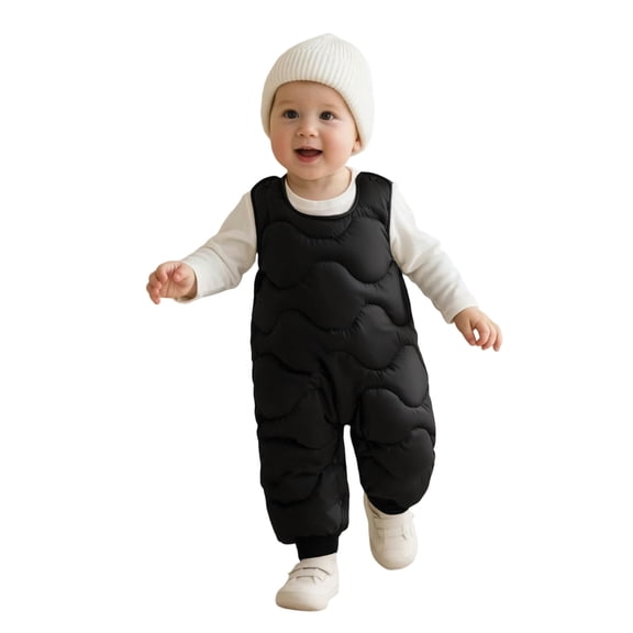 AWZXDE Insulated Boys Winter Jumpsuit With Detachable Straps Romper For Cold Weather Outdoor Play And Activities Toddler Winter Clothes Black