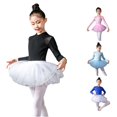 thumbnail image 1 of AWZXDE Kid Girls Ballet Dance Dress Lace Long Sleeve Leotards With Removable Tutu Skirt Ballerina Outfit Dancewear Black,5-6 Years, 1 of 3