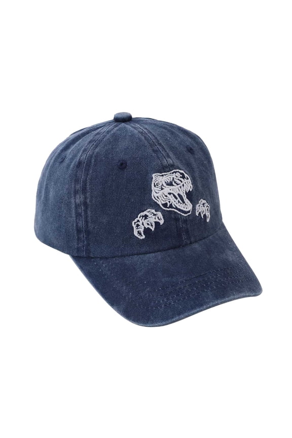 Kids Baseball Hat Dinosaur Design Adjustable Washed Hat Boys Outdoor Sports Casual Summer Spring Fall Toddler Navy