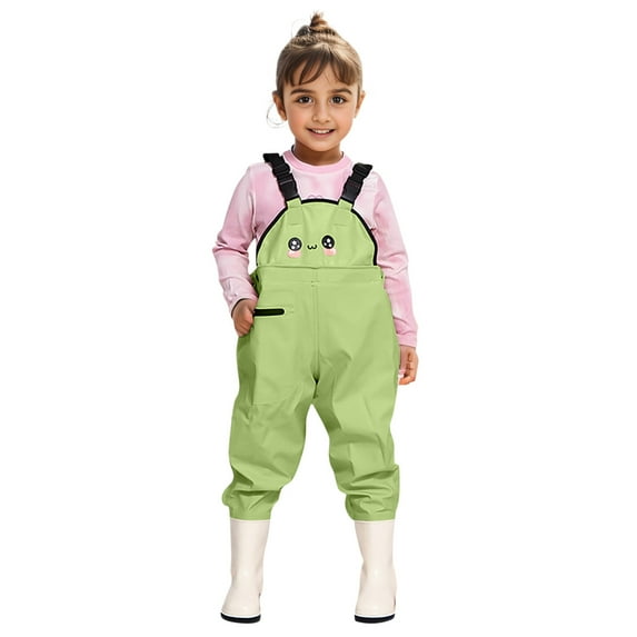 AWZXDE Kids Boys Girls Chest Waders Youth Fishing Waders With Pocket For Toddler Children Water Proof & Fishing Waders With Boots Green,6-7 Years