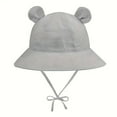 thumbnail image 1 of AWZXDE Kids Bucket Hat Cartoon Bear Ears Solid Color Wide Brim Fisherman Hat Adjustable for Summer Ages 0-6, 1 of 2