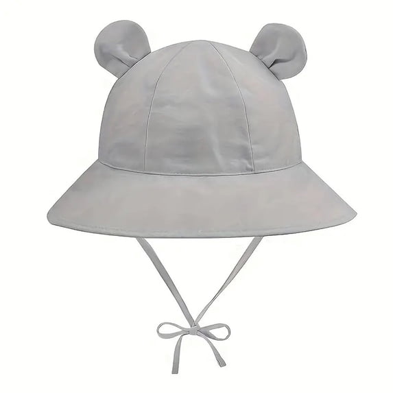 AWZXDE Kids Bucket Hat Cartoon Bear Ears Solid Color Wide Brim Fisherman Hat Adjustable for Summer Ages 0-6