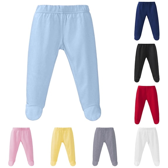 AWZXDE Kids Casual Pants Elastic Waist Footed Leggings Soft Breathable Trousers For Toddler Daily Loungewear Everyday Bottoms BU1 - 6-9 Months