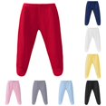 thumbnail image 1 of AWZXDE Kids Casual Pants Elastic Waist Footed Leggings Soft Breathable Trousers For Toddler Daily Loungewear Everyday Bottoms Red - 12-18 Months, 1 of 4