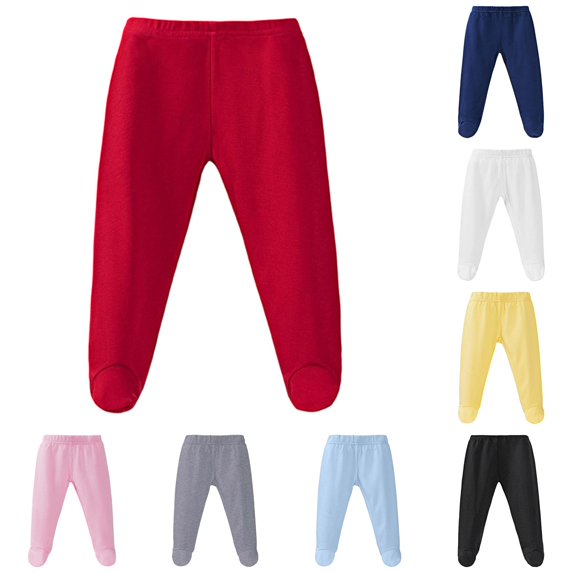 AWZXDE Kids Casual Pants Elastic Waist Footed Leggings Soft Breathable Trousers For Toddler Daily Loungewear Everyday Bottoms Red - 12-18 Months